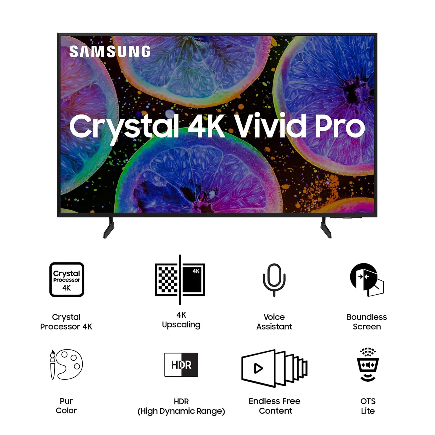 Samsung 108 cm 43 inches D Series Crystal 4K Vivid Pro Ultra HD Smart LED TV UA43DUE77AKLXL Black