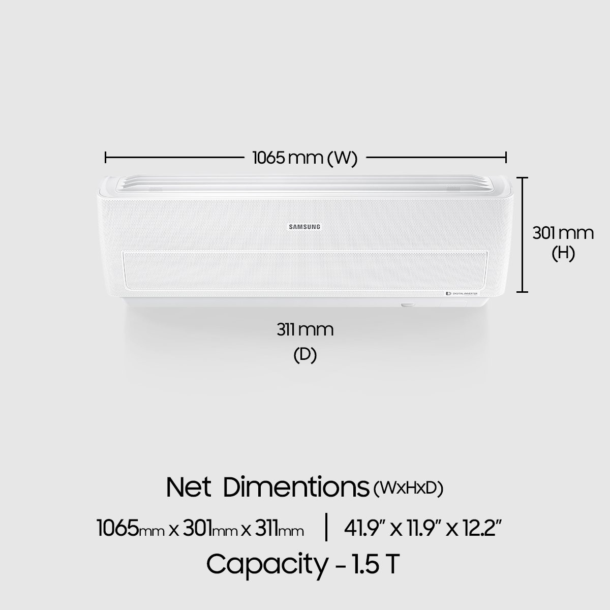 Samsung 15 Ton 5 Star Inverter Split AC Alloy AR18NV5XEWKNA White
