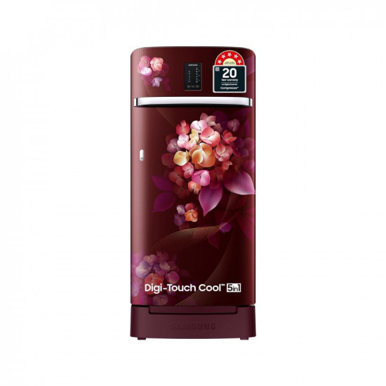 Samsung 189 L 5 Star Digi-Touch Cool Digital Inverter with Display Direct-Cool Single Door Refrigerator RR21C2F25HTHL Red Hydrangea Plum Base Stand Drawer 2023 ModelArshi