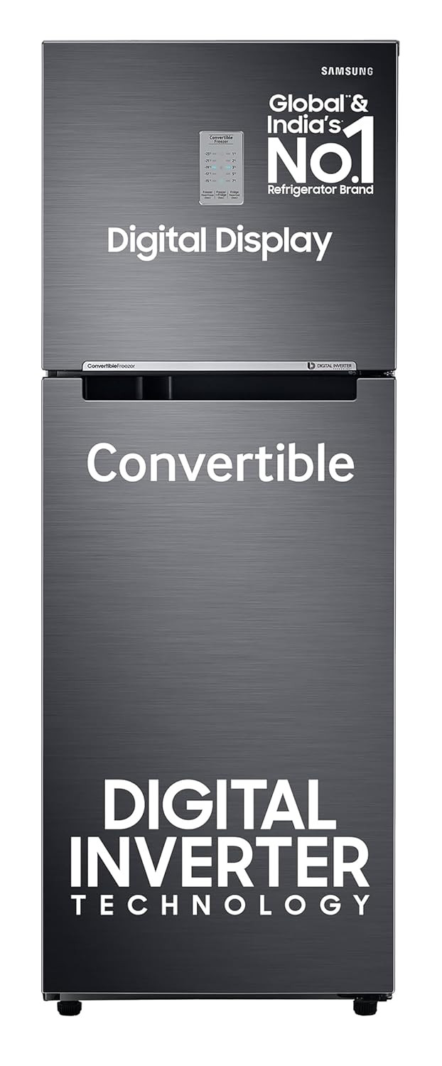 Samsung 236 L 3 Star Convertible Digital Inverter with Display Frost Free Double Door Refrigerator RT28C3733B1HL Black Matt 2024 Model