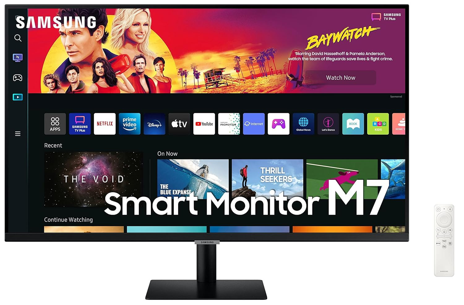 Samsung 32-inch80cm LED 3840 x 2160 Pixels M7 4K UHD Smart Monitor Type-C Smart TV apps TV Plus Office 365 Apple Airplay Dex Bluetooth IOT Speakers Remote LS32BM700UWXXL Black