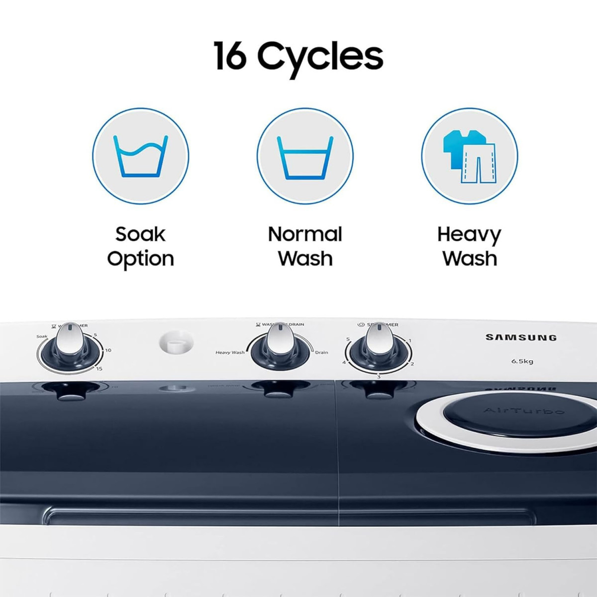Samsung 65 kg 5 star Semi-Automatic Washing Machine WT65R2200LLTL Air Turbo Drying LIGHT GRAY