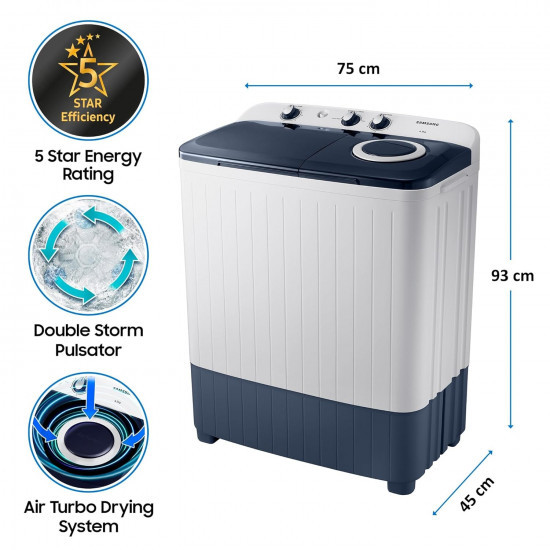 Samsung 65 kg 5 star Semi-Automatic Washing Machine WT65R2200LLTL Air Turbo Drying LIGHT GRAY Awarded as Washing Machine Brand of the year