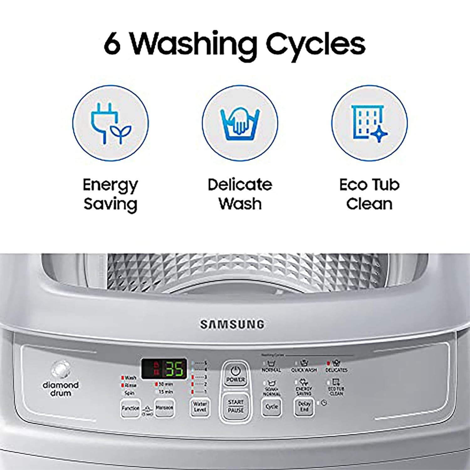 Samsung 7 kg 3 star Fully-Automatic Top Load Washing Machine WA70A4002GSTL Imperial Silver