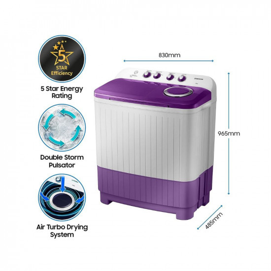 Samsung 7 kg 5 star Semi-Automatic Washing Machine WT70M3000UUTL Air Turbo Drying LIGHT GRAYRomiv