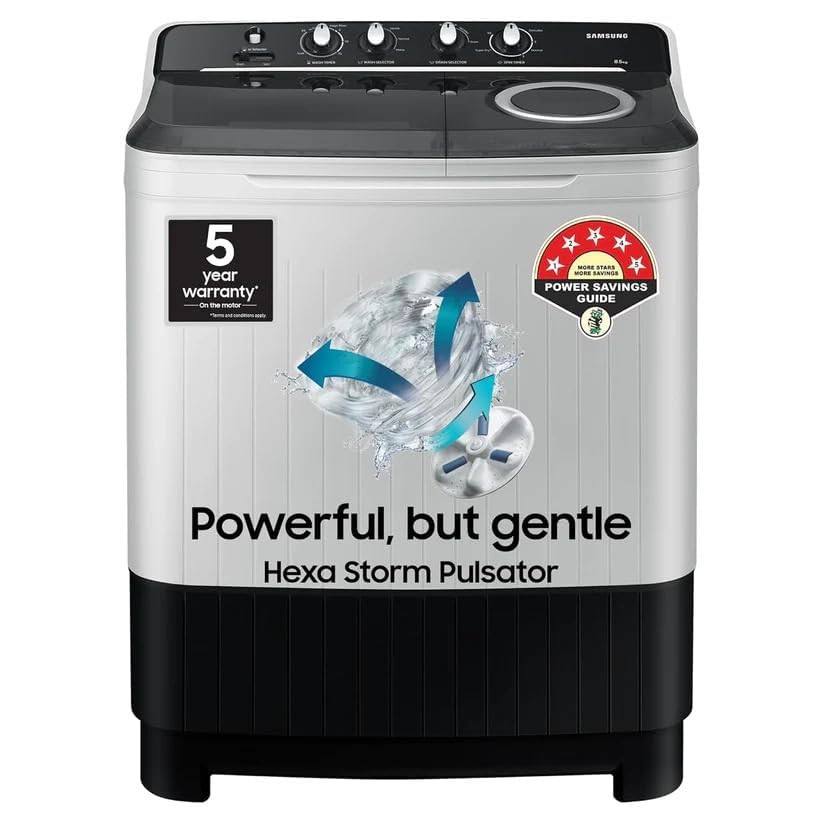 Samsung 9 kg 5 star Semi-Automatic Top Load Washing Machine WT90C4260GGTL Air Turbo Drying Light Gray 2023 Model