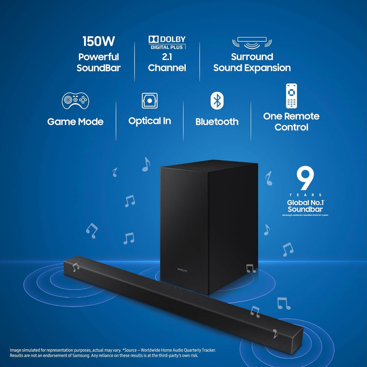 Samsung Dolby Digital Bluetooth Soundbar HW-T42EXL Black 21 Channel