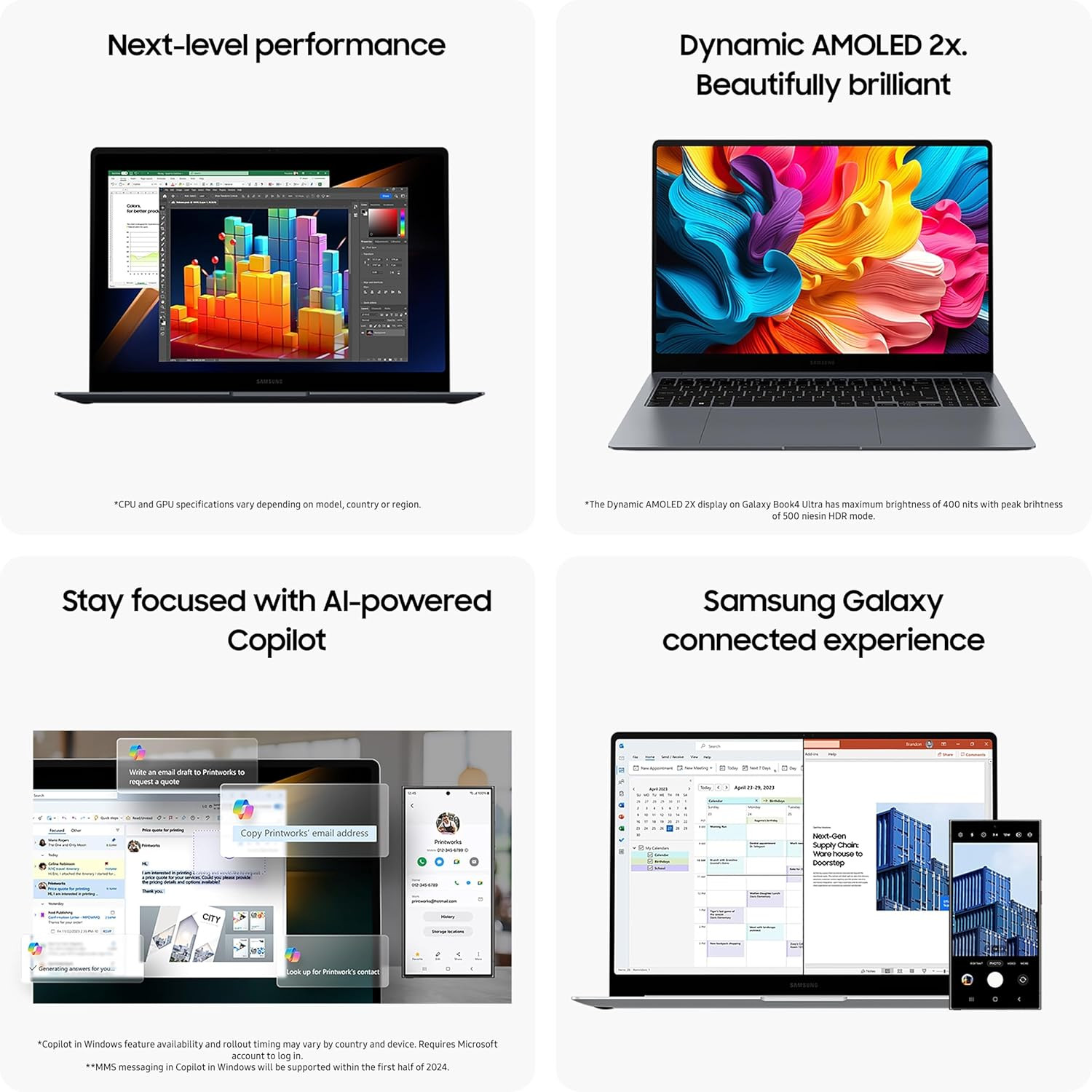 Samsung Galaxy Book4 Pro  Intel Evo Core Ultra 7 155H  Built-in AI  14 3556cm Touchscreen Dynamic AMOLED 2X 120Hz 500 Nits 16GB512GB SSDIntel ArcWin11MSO21Gray123kg