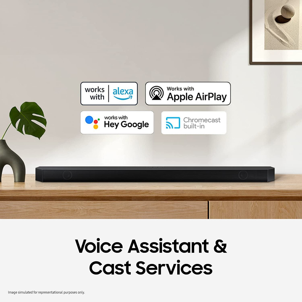 Samsung Q-Symphony soundbar Q700CXL with 3 Channels 1 subwoofer Channel and 2 up-Firing Channels Dolby Atmos with Google  Alexa Smart Speaker Black