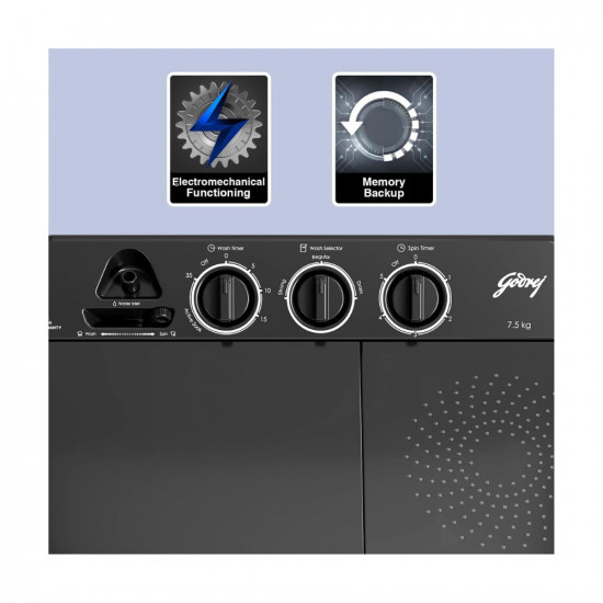 Shah Godrej 75 Kg 5 Star Storm Force Pulsator Semi Automatic Top Load Washing Machine WS EDGE CLS 75 50 PN2 GPGR Graphite Grey With Translucent Lid