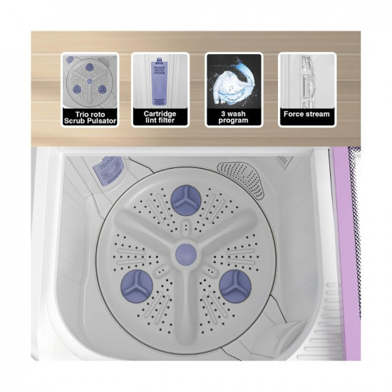 Shah Godrej 8 Kg Semi-Automatic Top Load Washing Machine With Tri-Roto Scrub Pulsator WSEDGE 80 50 TN3 M LVDR Lavender