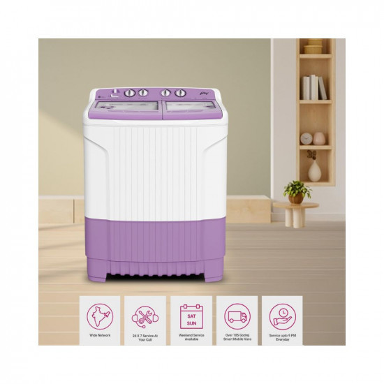 Shah Godrej 8 Kg Semi-Automatic Top Load Washing Machine With Tri-Roto Scrub Pulsator WSEDGE 80 50 TN3 M LVDR Lavender