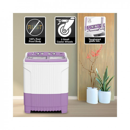 Shah Godrej 8 Kg Semi-Automatic Top Load Washing Machine With Tri-Roto Scrub Pulsator WSEDGE 80 50 TN3 M LVDR Lavender