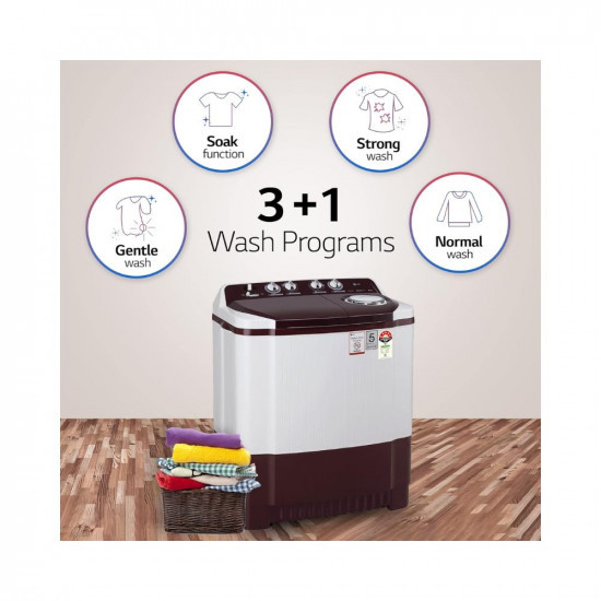 Shah LG 85 kg 5 Star Semi-Automatic Top Load Washing Machine P8530SRAZ Burgundy Roller Jet Pulsator