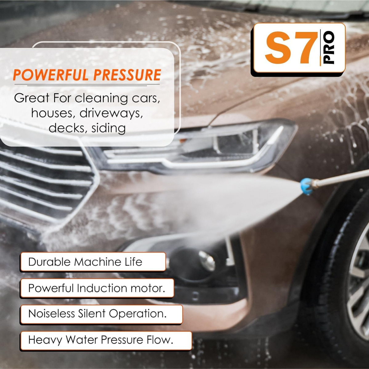 Shakti Technology S7 Pro High Pressure Car Washer Machine with Copper Winding 2100 Watts and Pressure 130 Bar with 10 Meter Hose Pipe All in One Combo