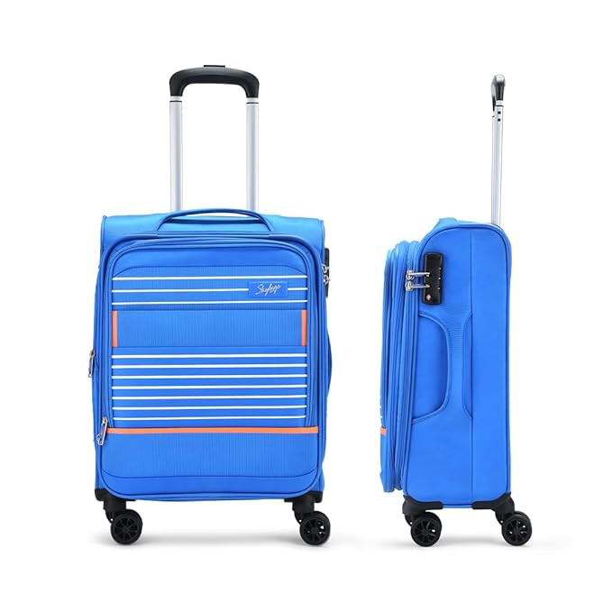 Skybags Beach Polyester Softsided 55 cm Cabin Stylish Luggage Trolley with TSA 8 Wheels Blue Trolley Bag - Unisex