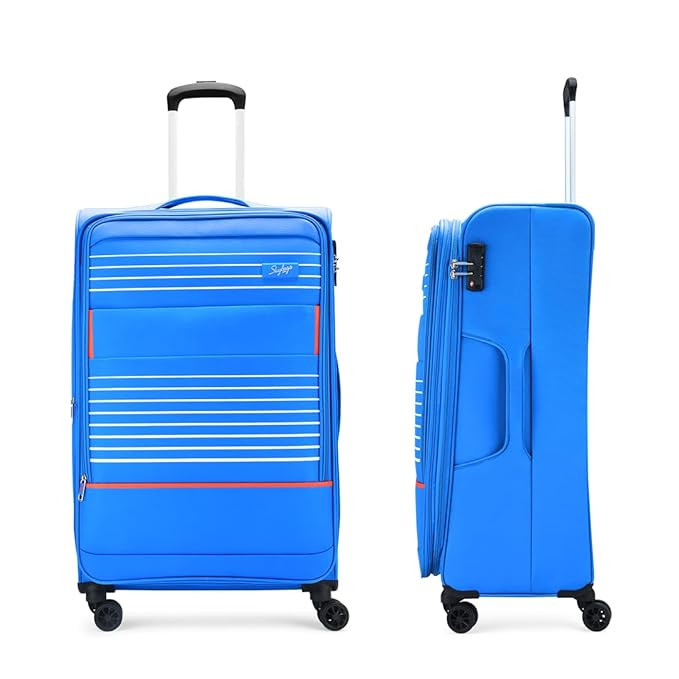 Skybags Beach Polyester Softsided 79 cm Large Check-in Stylish Luggage Trolley with TSA 8 Wheels Blue Trolley Bag - Unisex