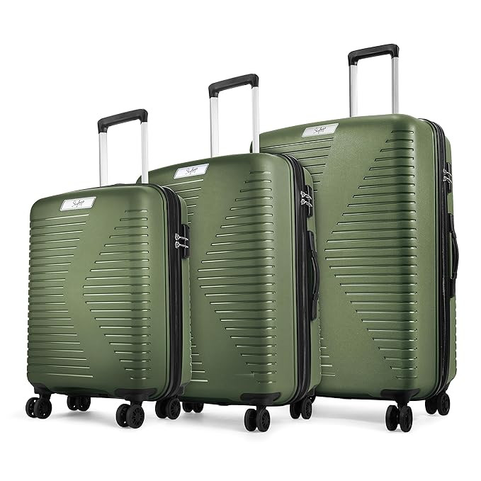 Skybags Beat Pro Hardsided 55 cm 66 cm  76cm Pack of 3 Size Small  Medium Large PolypropylenePP 8 Spinner Wheels Olive Green Suitcase Sets
