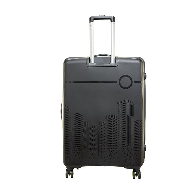 Skybags Cityscape 67Cms Polypropylene Hardsided Medium Size 8 Wheels Anti Theft Zipper Black Suitcase