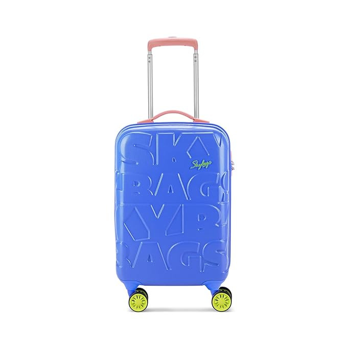 Skybags Crest Cabin Hardshell Luggage 55 Cm  Polycarbonate Luggage 4 Wheel Inline Trolley Bag with 8 Wheels and TSA Approved Lock  Dazzling Blue Amber