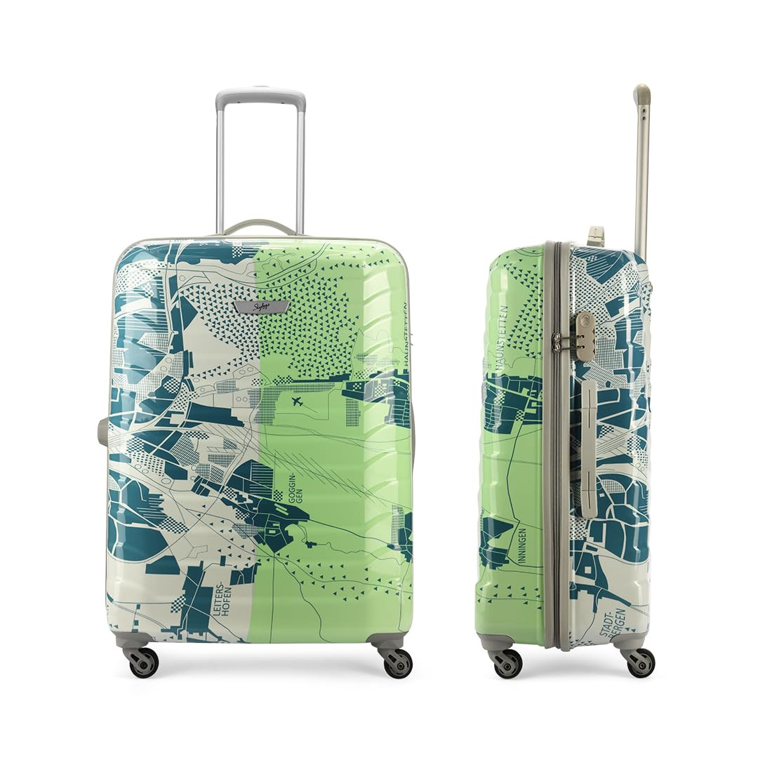 Skybags Tooper Set of 3 Cabin MediumLarge Hard Luggage 556575 cm  Polypropylene Luggage Trolley with 8 WheelsGreenUnisex