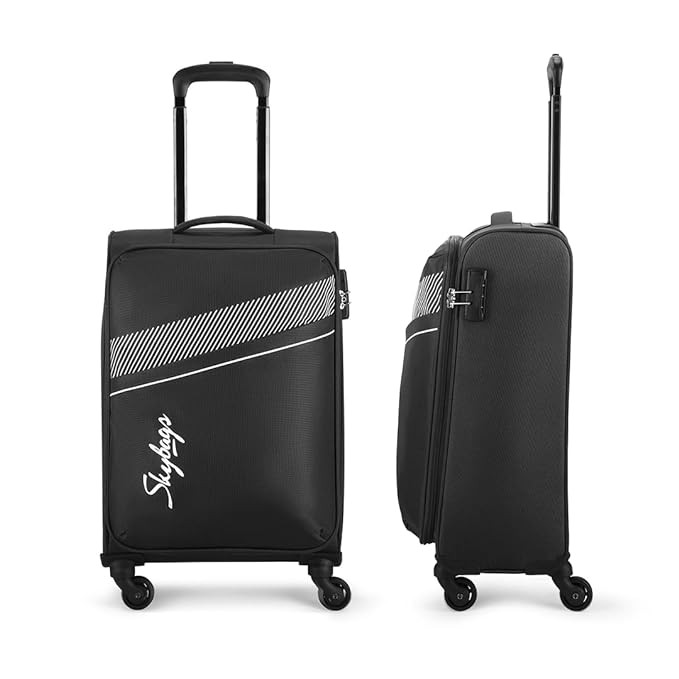 Skybags Trick Polyester Softsided 58 cm Cabin Stylish Luggage Trolley with 4 Wheels  Black Trolley Bag - Unisex