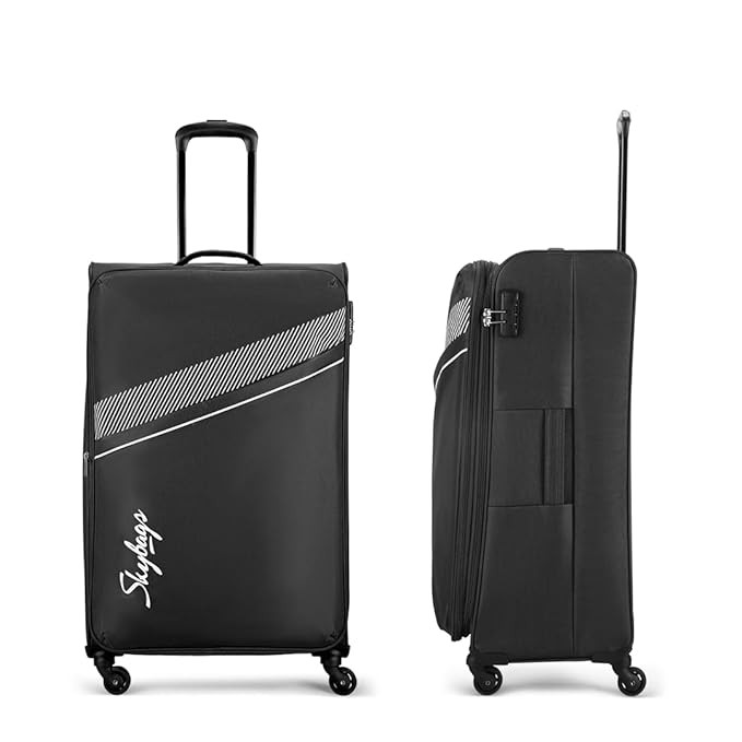Skybags Trick Polyester Softsided 80 Cm Cabin Stylish Luggage SpeedWheel Trolley with 4 WheelsBlack Trolley Bag - Unisex