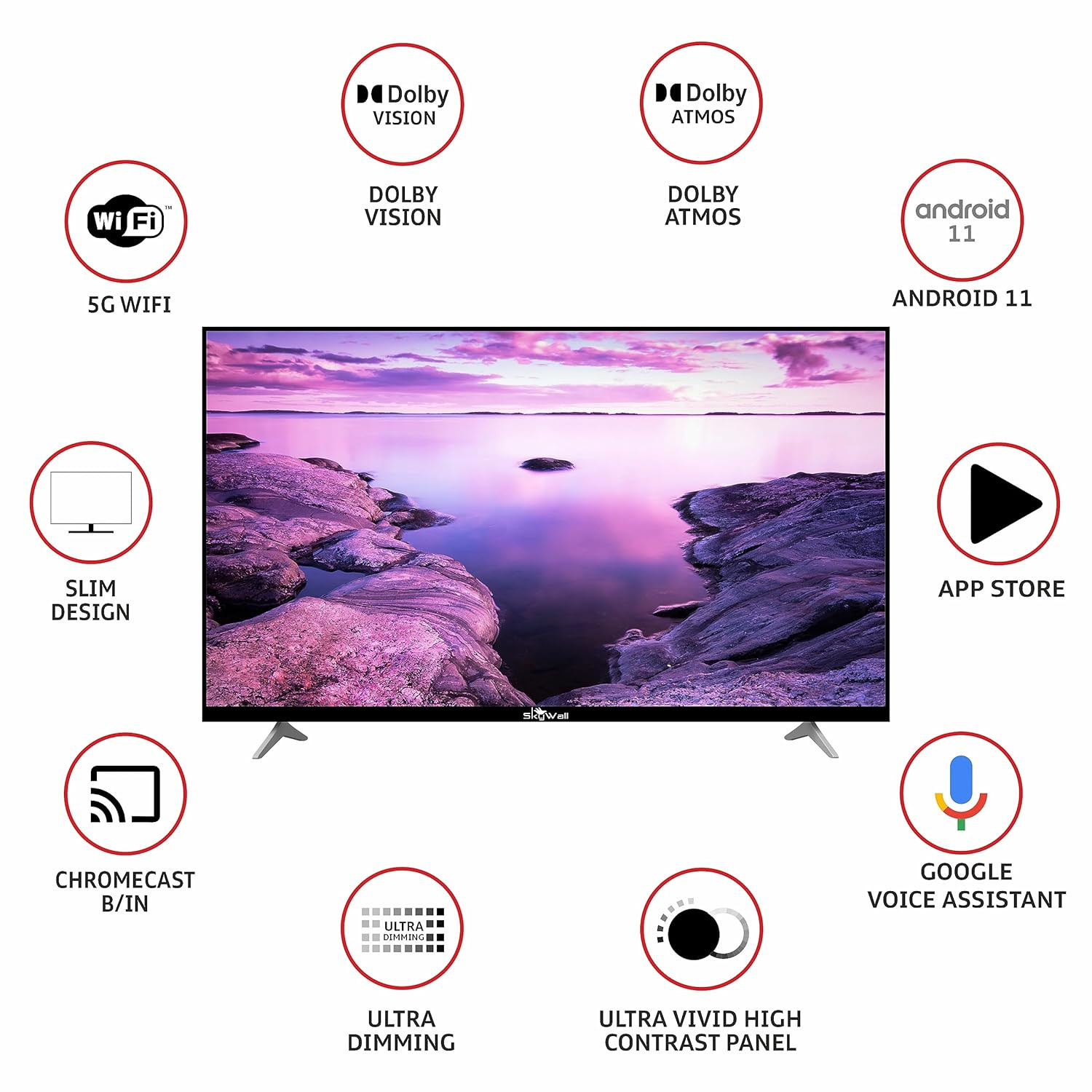 SKYWALL 127 cm 50 inches 4K Ultra HD Smart LED TV 50SW-VS Black