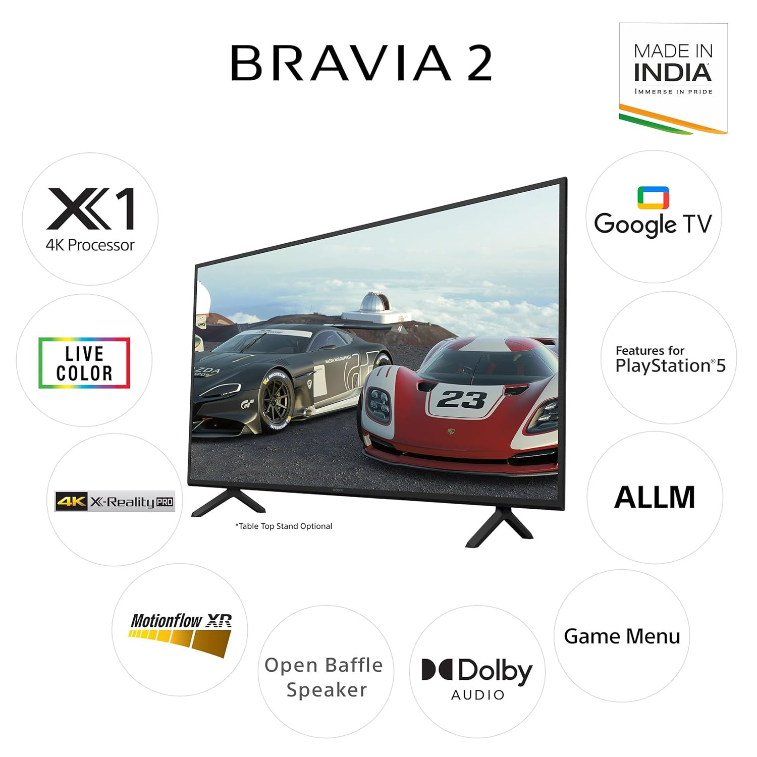 Sony 139 cm 55 inches BRAVIA 2 4K Ultra HD Smart LED Google TV K-55S25B Black