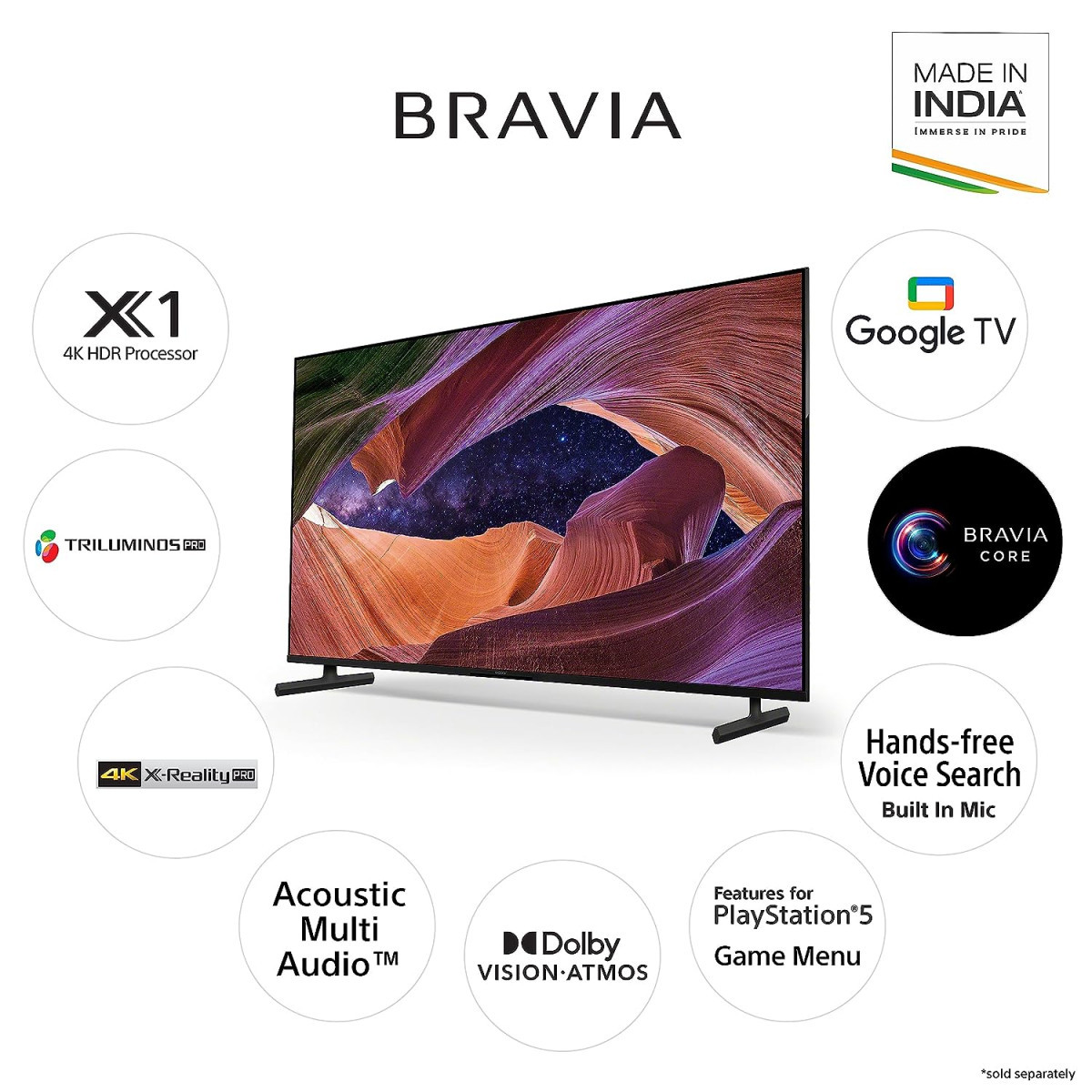 Sony Bravia 189 cm 75 inches 4K Ultra HD Smart LED Google TV KD-75X82L Black