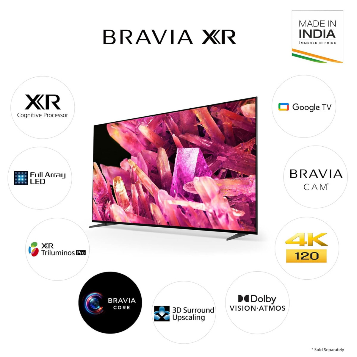 Sony Bravia 189 cm 75 inches XR Series 4K Ultra HD Smart Full Array LED Google TV XR-75X90K Black