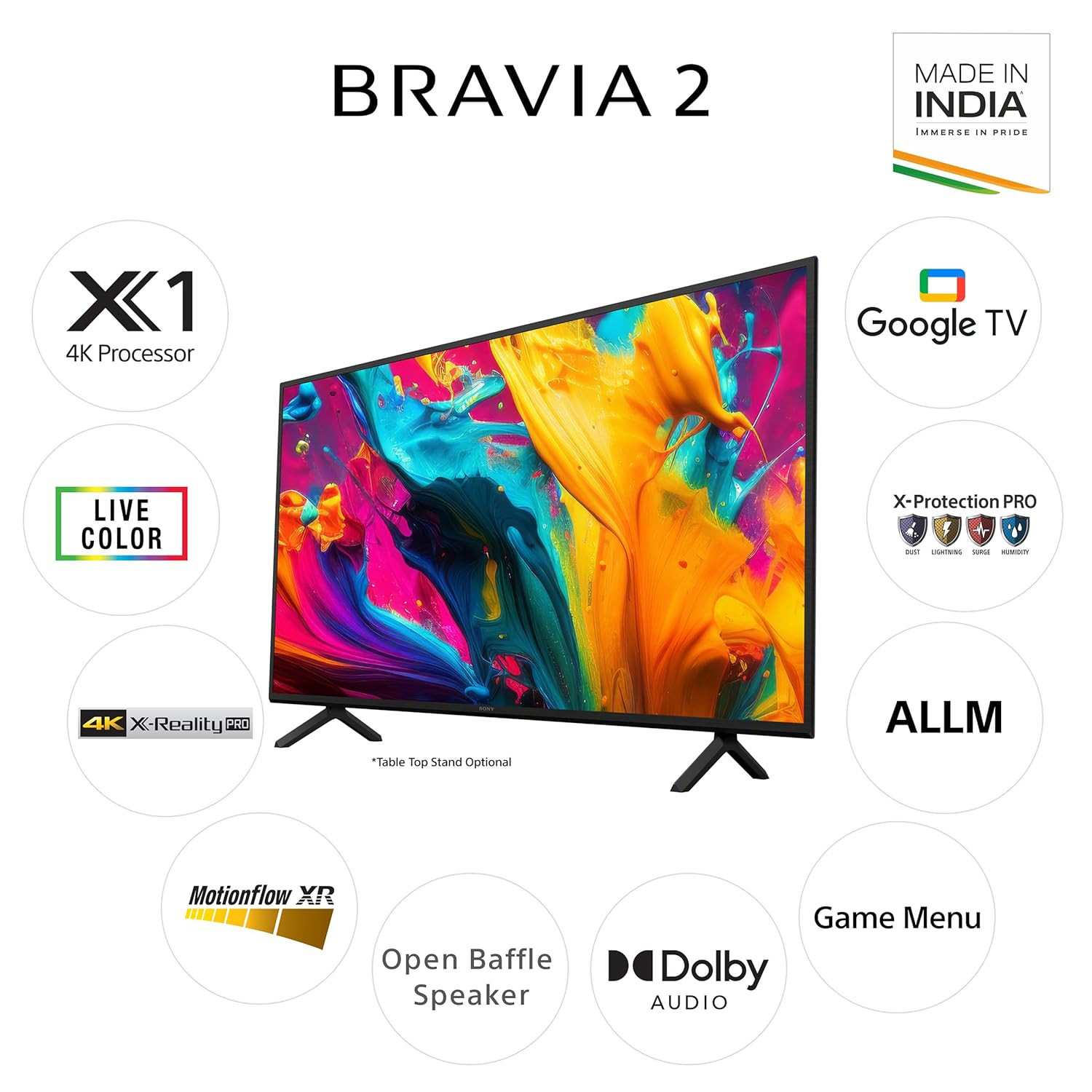 Sony BRAVIA 2 Series 108 cm 43 inches 4K Ultra HD Smart LED Google TV K-43S20B Black