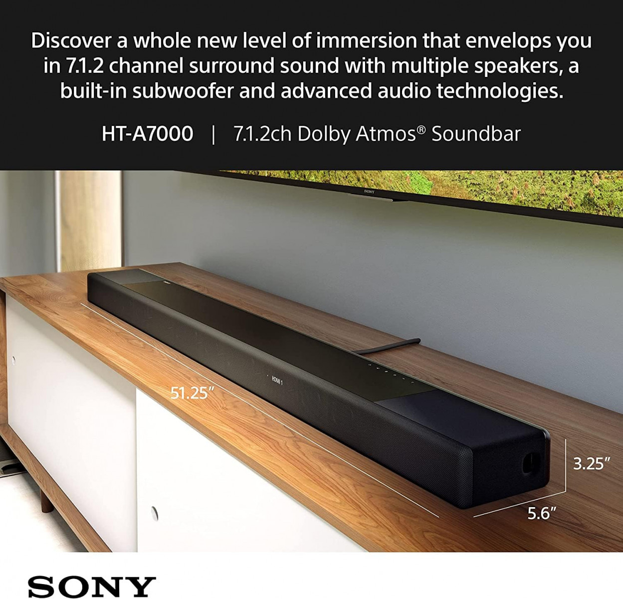 Sony HT-A7000 A Series Premium Soundbar 712Ch 8K4K 360 Spatial Sound Mapping for surround sound Home Theatre System with Dolby AtmosHi Res  360 RABTWiFiAlexaSpotifyHDMI eArc  OpticalBlack