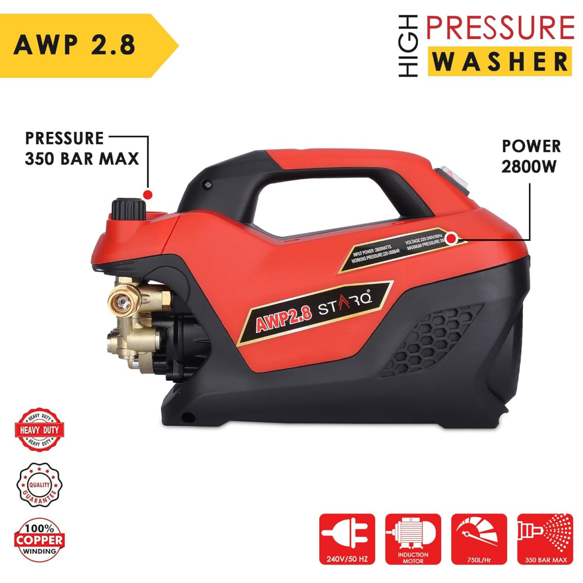 STARQ AWP28 2800 W Heavy Duty 200-330 Bar car Pressure WasherNormal
