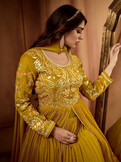 Buy online Yellow Modal Anarkali Kurta Churidar Suit Set for womens and  girls at best price at biba