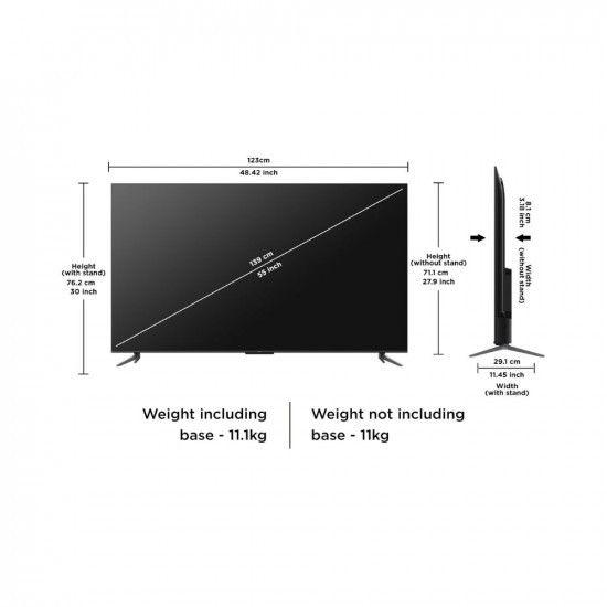 TCL 139 cm 55 inches 4K Ultra HD Smart QLED Google TV 55T6G BlackArshi