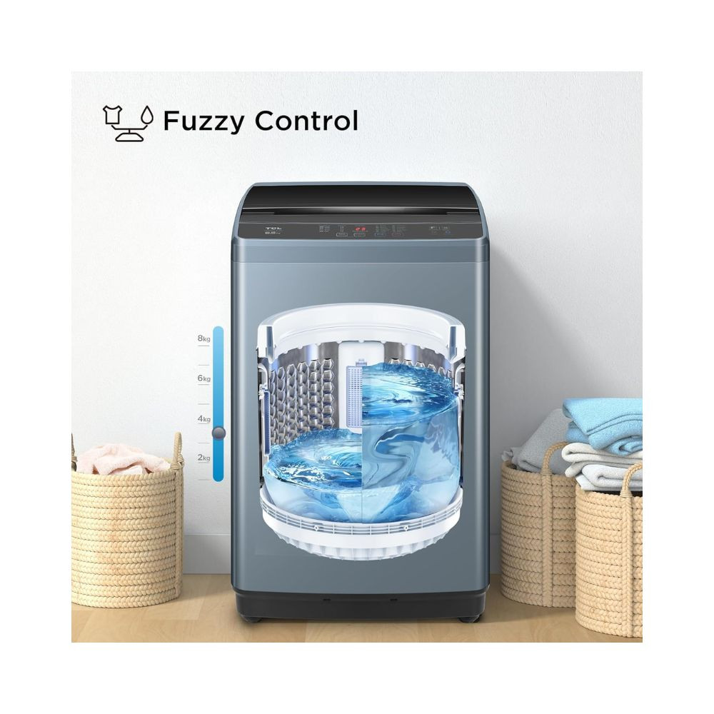 TCL 7 kg 5 Star Fuzzy Logic Honeycomb Crystal Drum Fully-Automatic Top Load Washing Machine TWA70-F3G Dark Gray