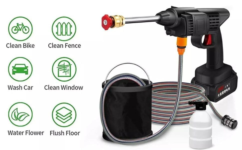 The Venti 48V Portable Pressure Washer withRechargeableCordless Pressure Washer GunHandheld Pressure Washer for CarCar Washer Gun Type 1- Single Battery