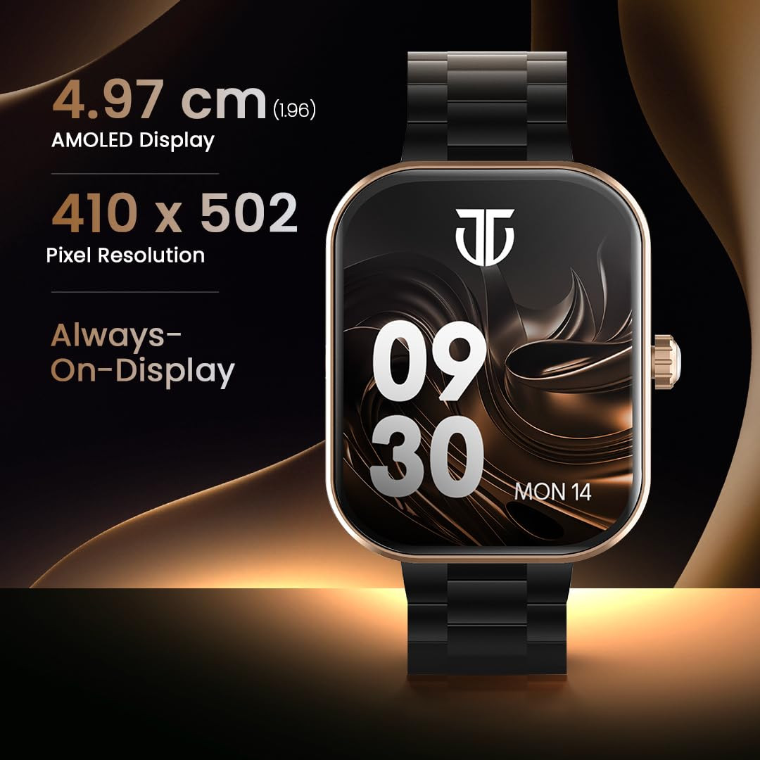 Titan Mirage Premium Fashion Smartwatch196 AMOLED Display with AOD800 NITS Brightness410  502 Pixel ResolutionFunctional CrownSingleSync BT CallingIP68 Metal Strap Extra Silicone Strap