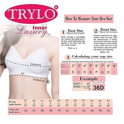 TRYLO Women's Non-Wired Bra (Krutika-102_Maroon_40D),Size 40D