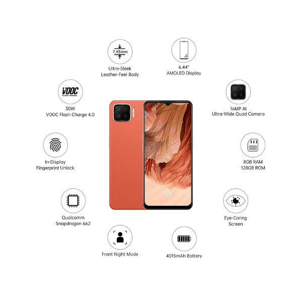 OPPO F17 (Dynamic Orange, 8GB RAM, 128GB Storage)