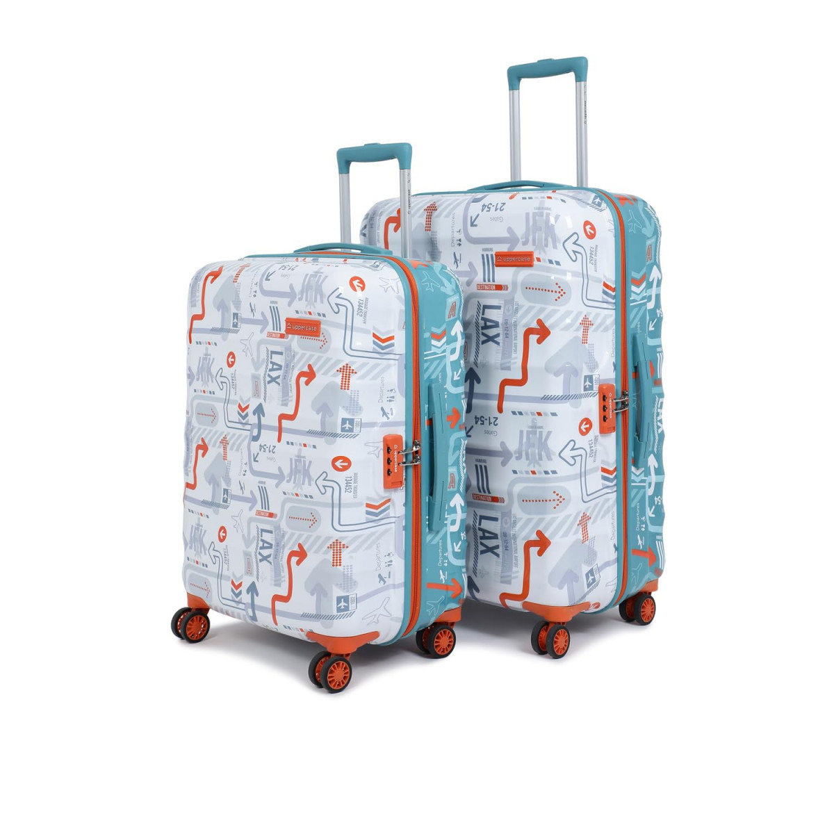 uppercase Jfk Trolley Bag Set Of 2 SM Hardsided Polycarbonate Cabin  Check-In Trolley Bag Combination Lock 8 Wheel Suitcase 2000 Days Warranty Denim Blue 285 X 46 X 655 Cm Spinner