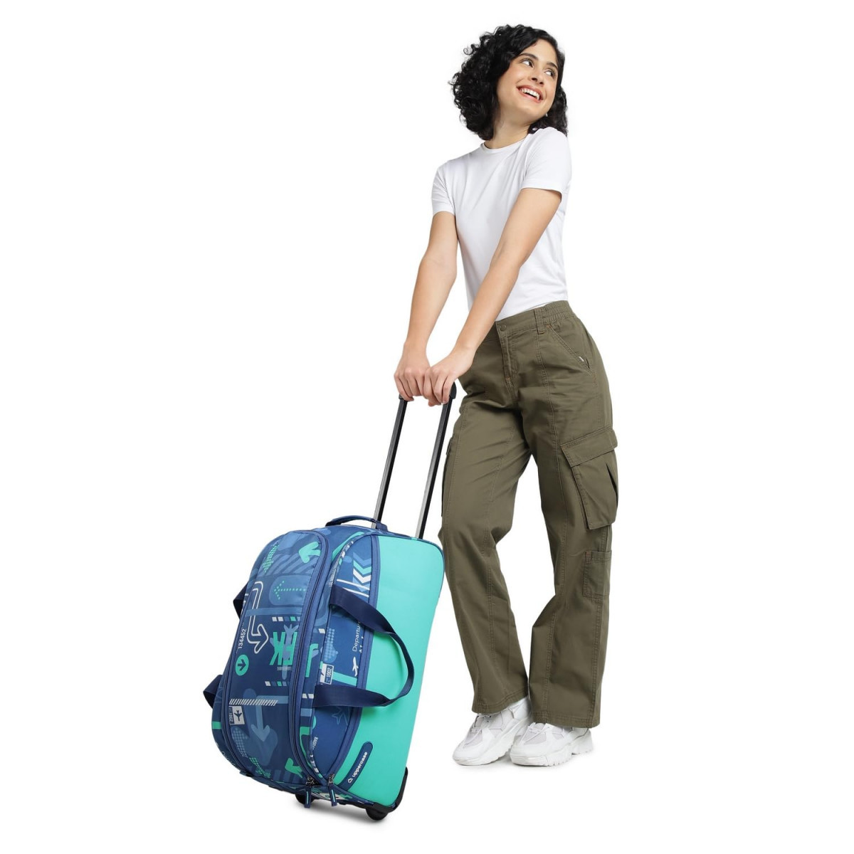 uppercase Polyester Jfk 52 Duffle Trolley BagDust Resistant Travel BagSpacious Main CompartmentSmooth WheelsQuick Front Pocket AccessDuffle Bag For Women  Men1500 Days Warranty Denim Blue