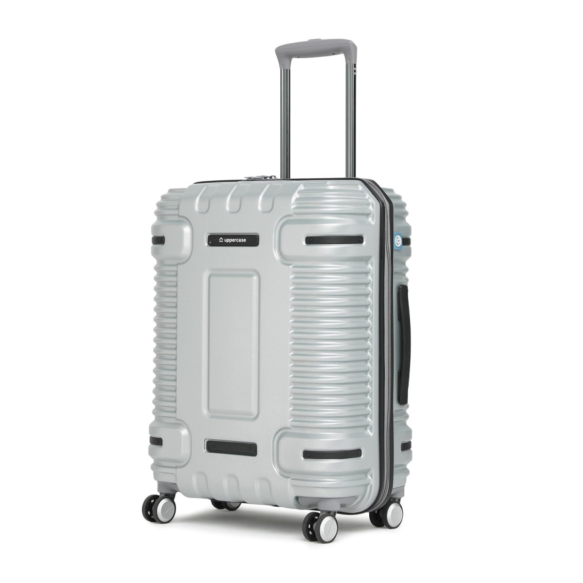 uppercase Ridge Trolley Bag Medium 66Cms Hardsided Polycarbonate Check-In Luggage 8 Wheel Trolley Bag Tsa Lock  Anti Theft Zippers Suitcase For Unisex 2000 Days Warranty Silver Spinner