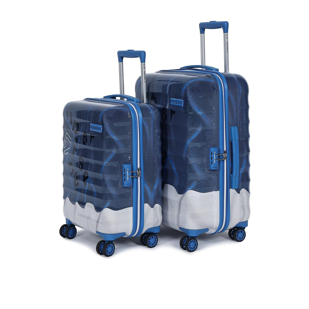 uppercase Ripple Trolley Bag Set Of 2 ML Check-In Trolley Bag Hardsided Polycarbonate Printed Luggage 8 Wheel Suitcase Unisex 2000 Days Warranty Blue 31 X 53 X 755 Cm Spinner