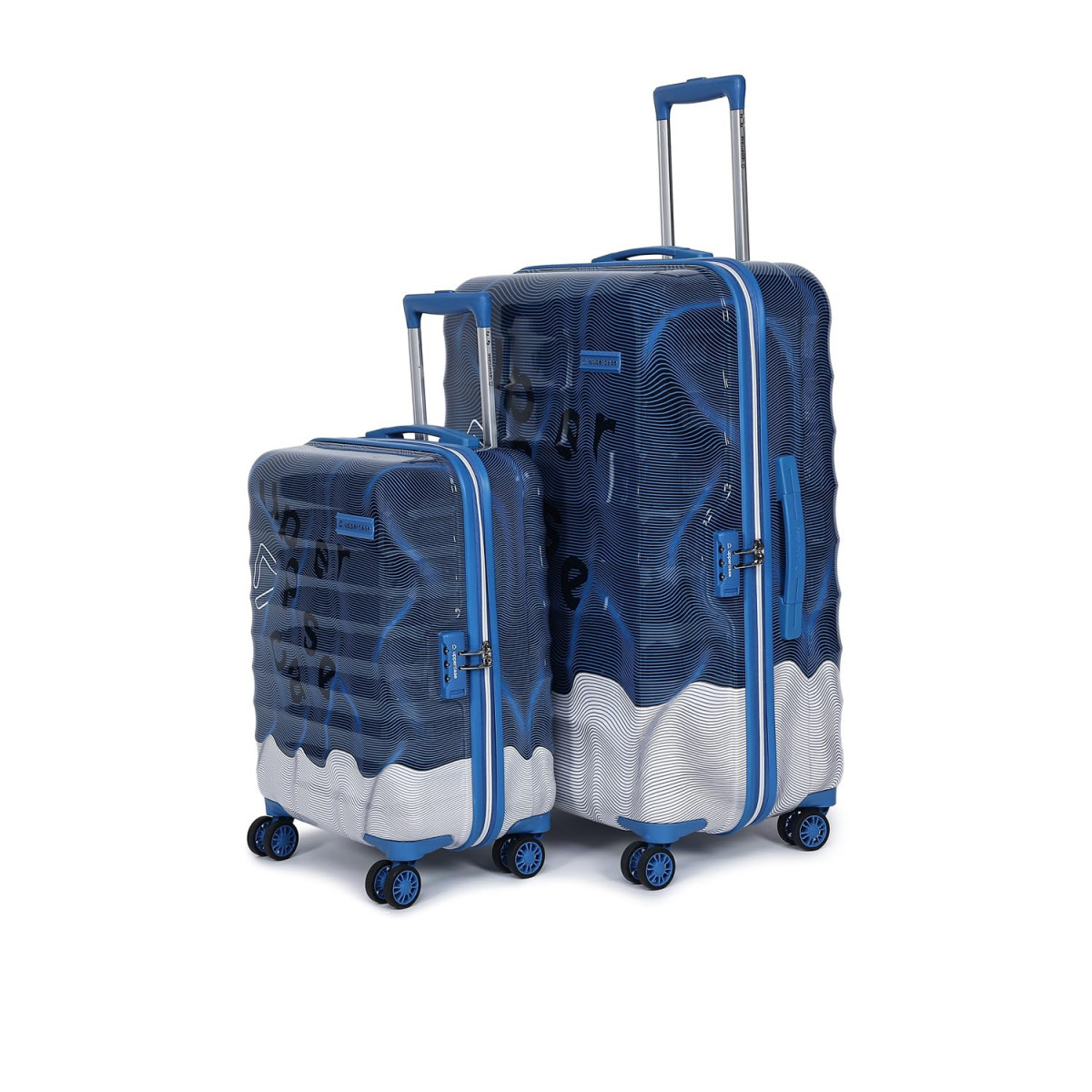 uppercase Ripple Trolley Bag Set Of 2 SL Cabin  Check-In Trolley Bag Hardsided Polycarbonate Luggage Combination Lock 8 Wheel Suitcase 2000 Days Warranty Blue 31 X 53 X 755 Cm Spinner