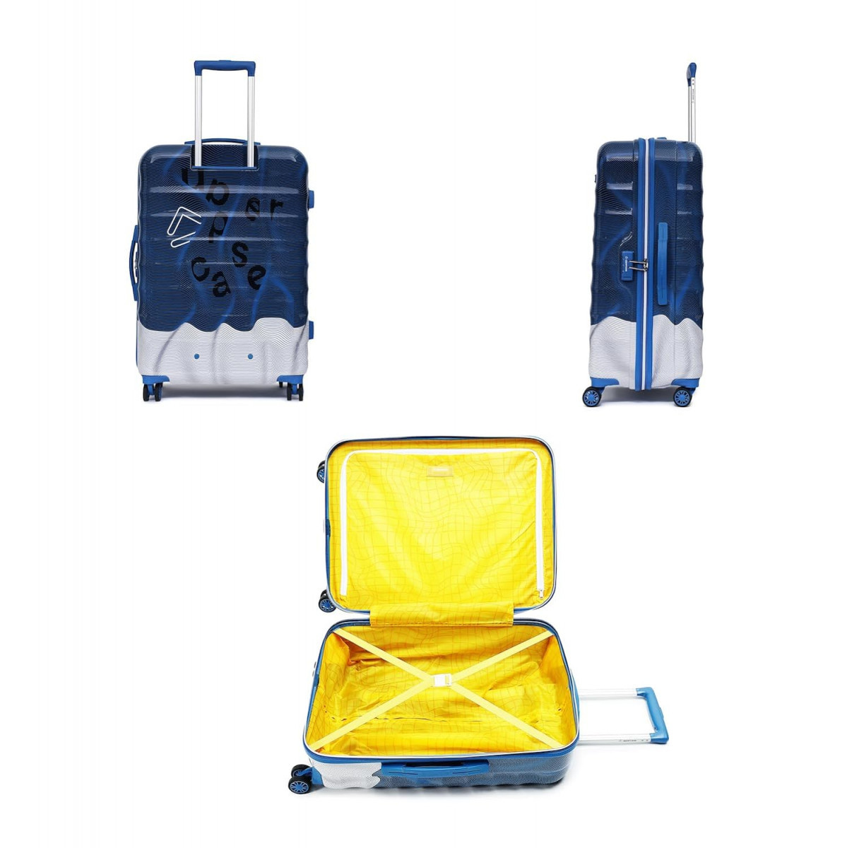 uppercase Ripple Trolley Bag Set Of 2 SL Cabin  Check-In Trolley Bag Hardsided Polycarbonate Luggage Combination Lock 8 Wheel Suitcase 2000 Days Warranty Blue 31 X 53 X 755 Cm Spinner