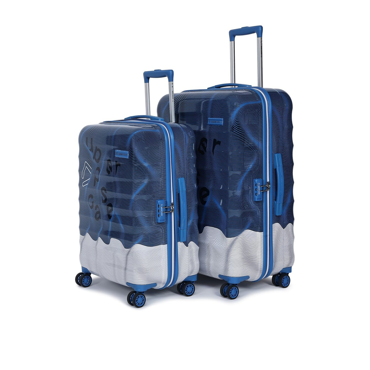 uppercase Ripple Trolley Bag Set Of 2 SM Cabin  Check-In Trolley Bag Hardsided Polycarbonate Printed Luggage Combination Lock 8 Wheel 2000 Days Warranty Blue 285 X 46 X 655 Cm Spinner