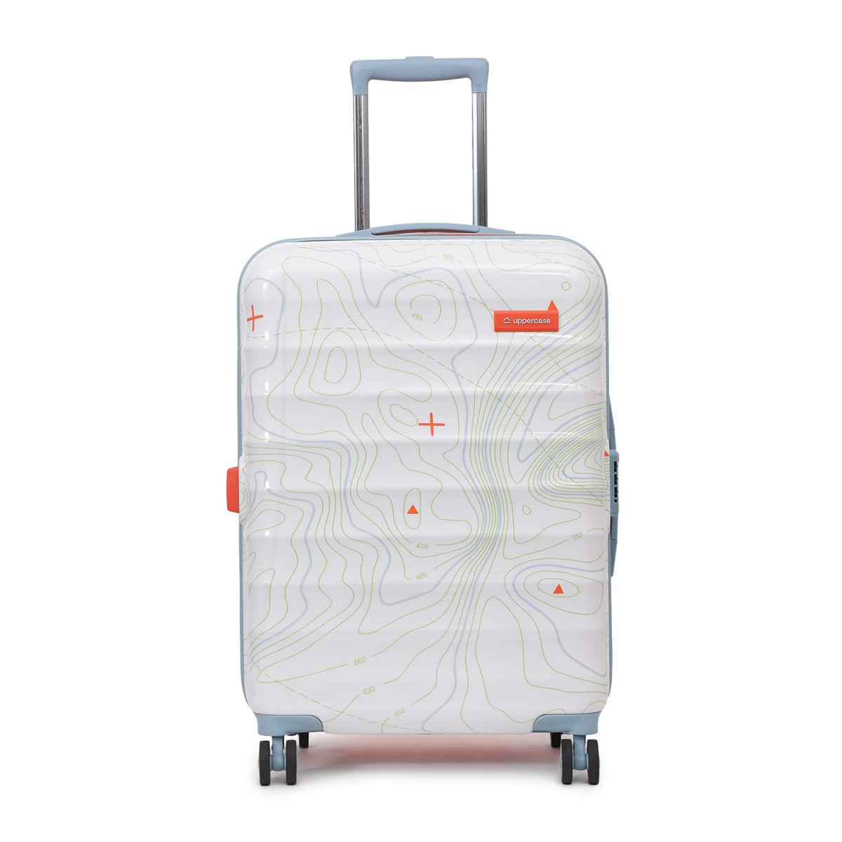 uppercase Topo Trolley Bag Set Of 2 SM Hardsided Cabin  Check-In Suitcase Polycarbonate Spinner Luggage Tsa Lock Anti-Theft Zippers 2000 Days Warranty Orange  White 285 X 46 X 655 Cm