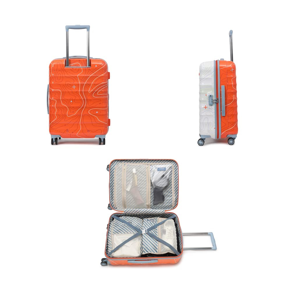 uppercase Topo Trolley Bag Set Of 2 SM Hardsided Cabin  Check-In Suitcase Polycarbonate Spinner Luggage Tsa Lock Anti-Theft Zippers 2000 Days Warranty Orange  White 285 X 46 X 655 Cm